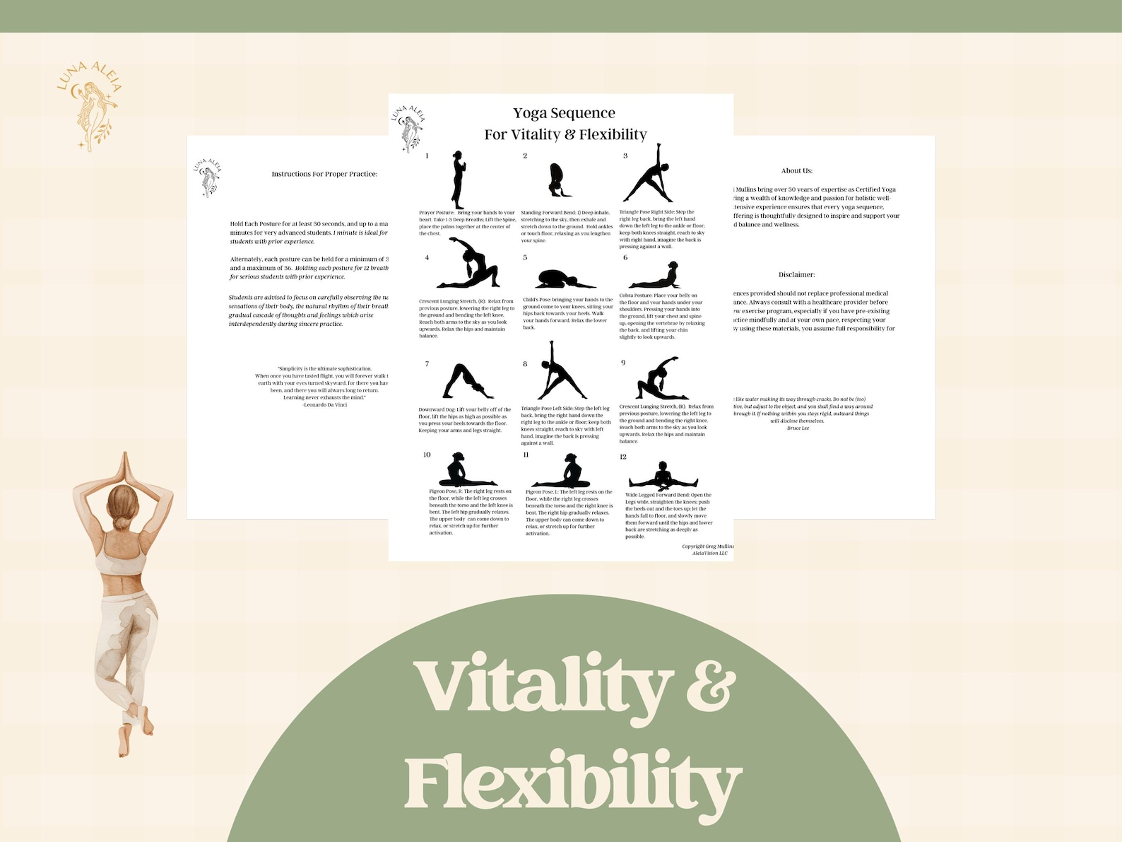Yoga Printable Sequence, Yoga Exercises for Vitality & Flexibility ...