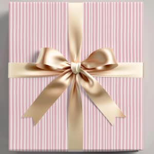 Pink Striped Wrapping Paper Roll: Elegant Gift Wrap, Matte or Glossy