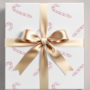 Candy Cane Christmas Wrapping Paper, Pink Candy Canes Wrapping Paper Roll, Holiday Candy Cane Gift, Pink Holiday Wrap, Tis The Season