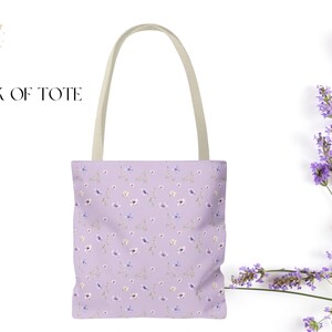 lavender bunny tote back