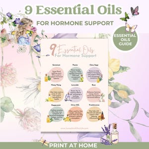 Hormoonondersteuning: gids essentiële oliën, aromatherapie en wellnesshulpmiddel, Witchy-planner, zelfzorgroutineplanner, afdrukbare grimoire