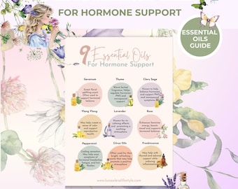 Hormone Support Essential Oils Guide, Aromatherapy & Wellness Resource, Witchy Planner, Self-Care Routine Planner, Printable Grimoire