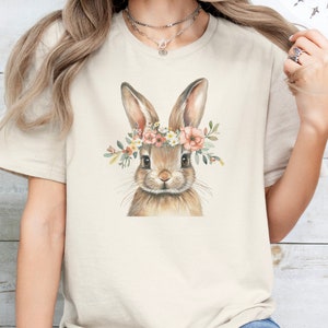 Vintage Rabbit Shirt, Cute Bunny Tshirt For Spring, Gift For Rabbit Lovers, Cottagecore Bunny Tee, Floral Bunny Tshirt, Plus Size Easter Top