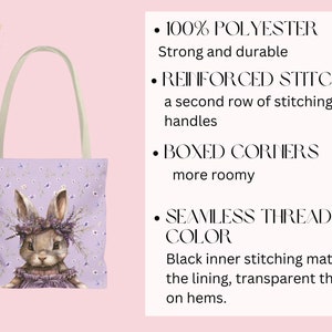 Lavender Bunny tote description