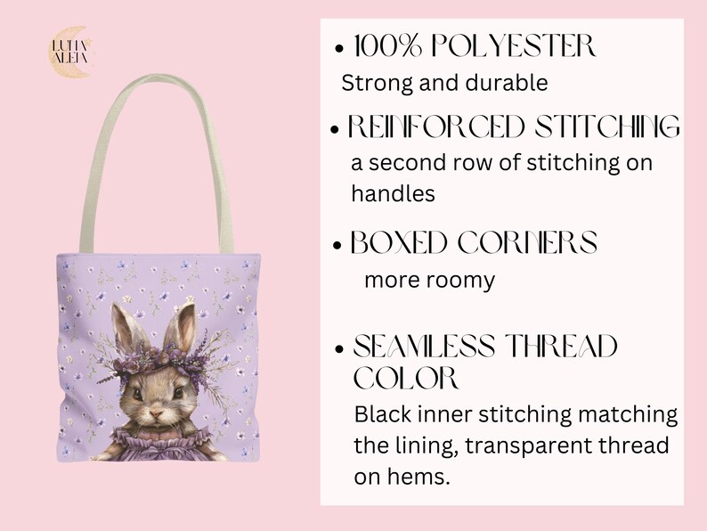 Lavender Bunny tote description