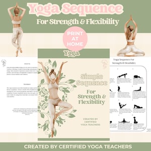 Beginner Yoga Sequence For Strength & Flexibility, Yoga Printable Guide, Yoga Routine For Busy Mom&#39;s, Yoga PDF Download, Yoga Plan