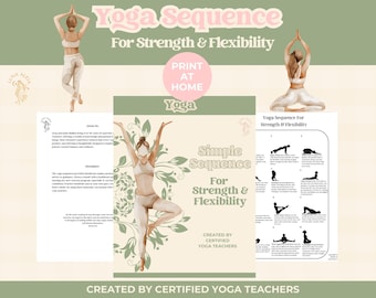 Beginner Yoga Sequence For Strength & Flexibility, Yoga Printable Guide, Yoga Routine For Busy Mom's, Yoga PDF Download, Yoga Plan