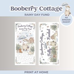 Cute Ghost Rainy Day Funds Printable Budget Tracker, Booberry Cottage PDF Savings Challenge, Cozy Cottagecore Cash Stuffing Insert