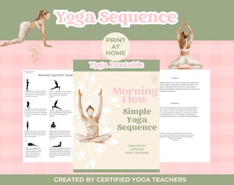 Morning Yoga Flow Sequence For Busy Women, Yoga Printable And Wellness Routine For Women On-The-Go, Yoga PDF Download, Illustrated Guide