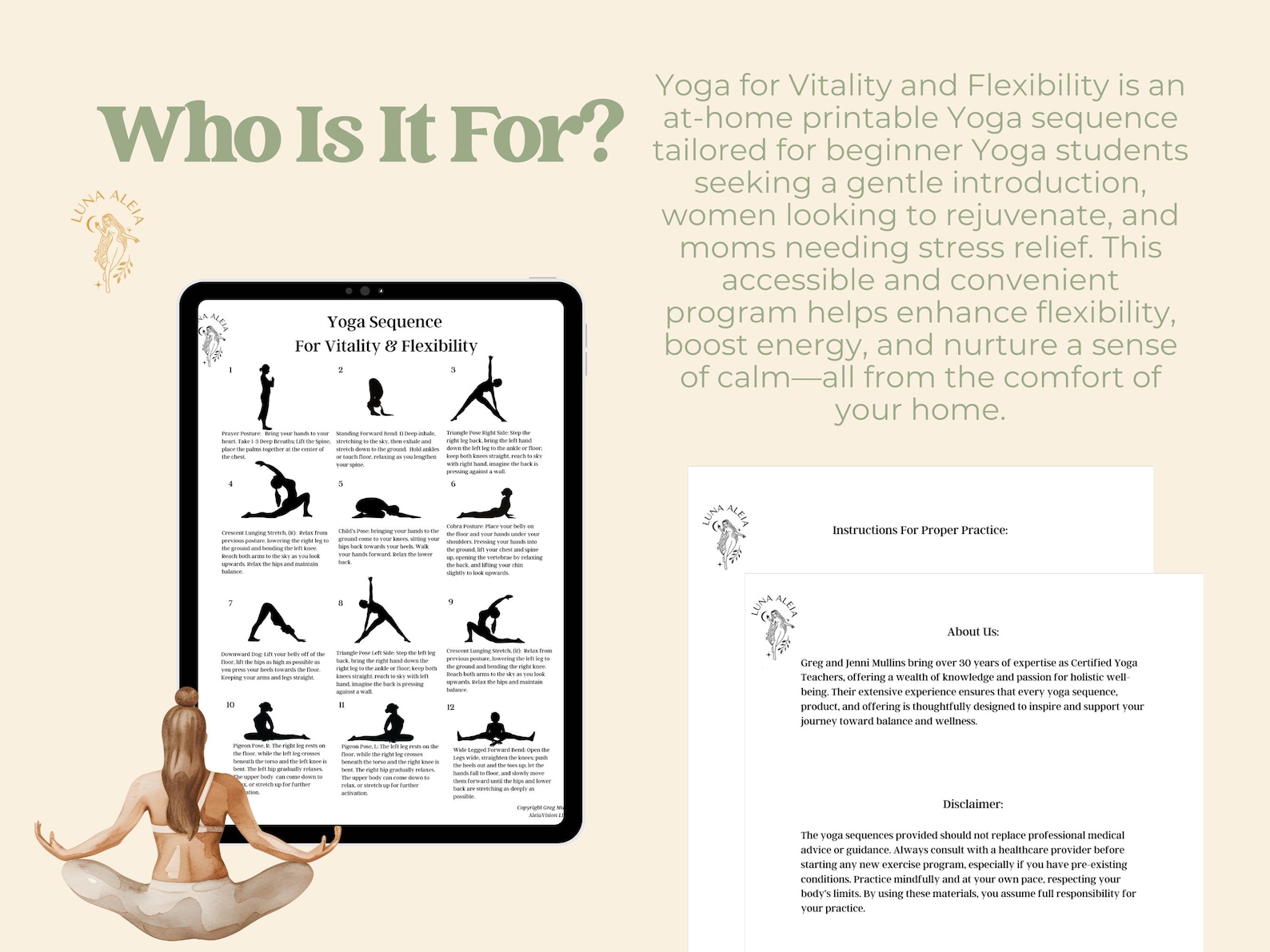 Yoga Printable Sequence, Yoga Exercises for Vitality & Flexibility ...