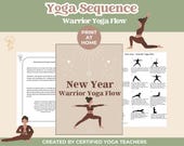 New Year Yoga Flow, Warrior Yoga Sequence Printable, Yoga Exercises For Strength, Beginner Wellness Plan For Busy Women, Yoga PDF Download