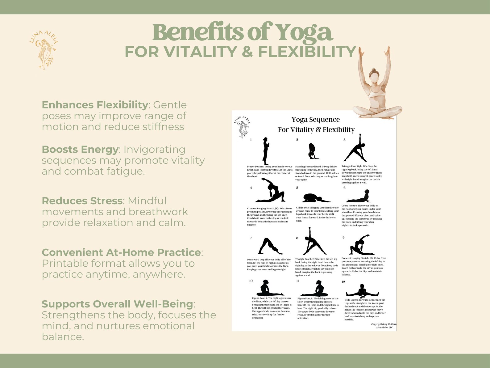 Yoga Printable Sequence, Yoga Exercises for Vitality & Flexibility ...
