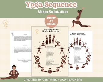 Beginner Yoga Moon Sequence, Moon Salutation To Calm Your Nervous System, Evening Yoga Printable, Yoga Routine For Sleep, Yoga PDF Download