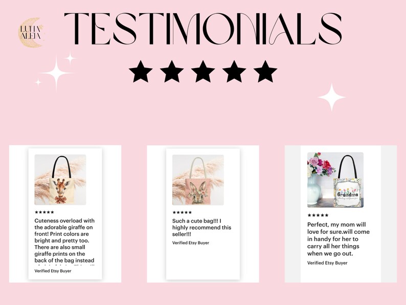 Luna Aleia tote bag testimonials