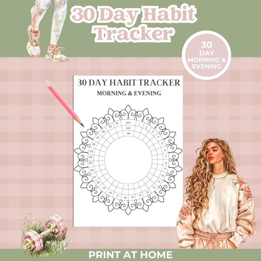 30 Day Challenge Habit Tracker PDF, Morning and Evening Planner ...