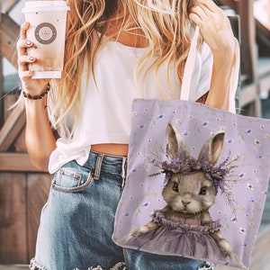 Lavender Bunny tote Bag