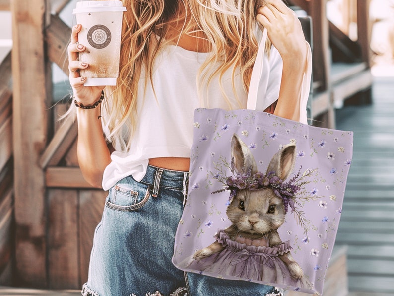 Lavender Bunny tote Bag