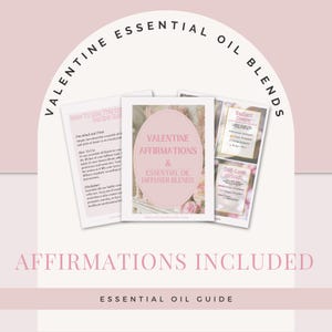 Afdrukbare Valentijnsdagaffirmaties, pdf met etherische oliemelanges, Valentijnsverspreiderrecepten, e-boek etherische oliën, zelfliefde wellness DIY