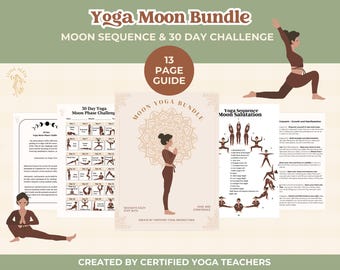 Yoga Bundle PDF Guide, Moon Yoga Sequence and 30 Day Challenge For Women&#39;s Self-care, Beginner Yoga Sequence, 30 Days of Yoga Wellness Plan