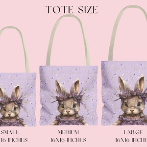 Lavender bunny tote sizes