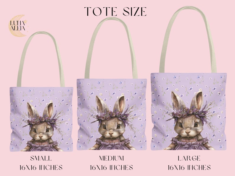 Lavender bunny tote sizes