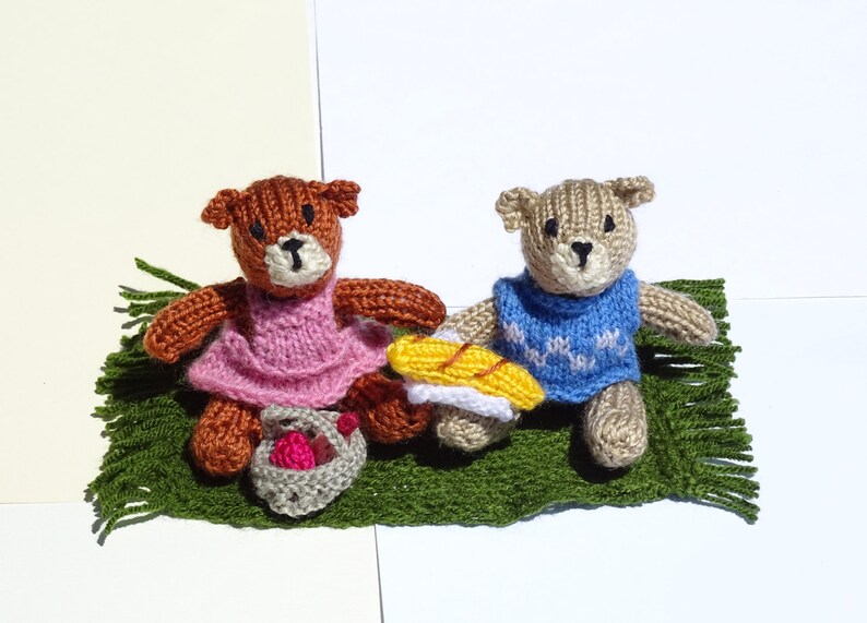 Hand Knit Teddy Bears Bears with Basket Knitted Bear Kids Toys Stuffed Bears All Handmade Knitted Bears with Clothes Ready to Ship