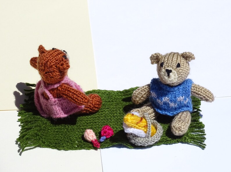Hand Knit Teddy Bears Bears with Basket Knitted Bear Kids Toys Stuffed Bears All Handmade Knitted Bears with Clothes Ready to Ship