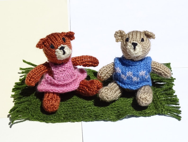 Hand Knit Teddy Bears Bears with Basket Knitted Bear Kids Toys Stuffed Bears All Handmade Knitted Bears with Clothes Ready to Ship
