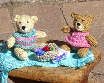 Knit Bear, Stuffed Bear, Teddy Bear, Knitted Bear with Clothes, Small Stuffed Toy, Stuffed Bears, Ready to Ship, Miniatures