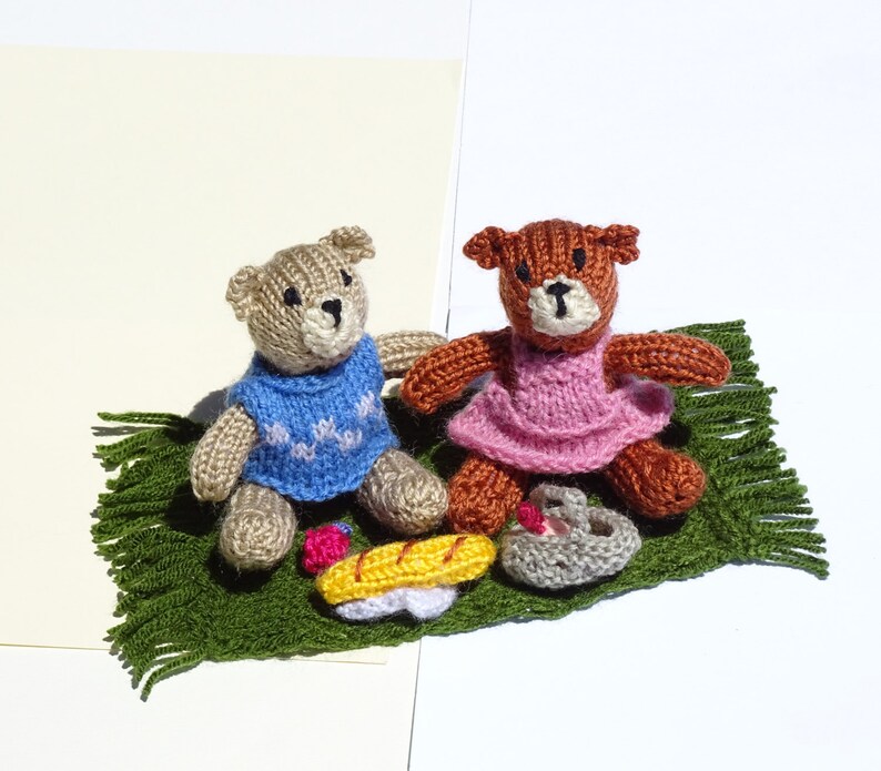 Hand Knit Teddy Bears Bears with Basket Knitted Bear Kids Toys Stuffed Bears All Handmade Knitted Bears with Clothes Ready to Ship