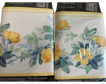 Color Tree Decorative Wallpaper Border Floral Yellow Roses Lot (2) 6.7" x 5 YD