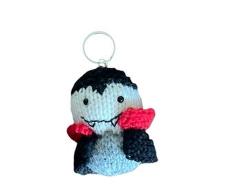 Dracula Keychain Bag Charms Keyring Halloween Accessory Soft Hand Knit Doll