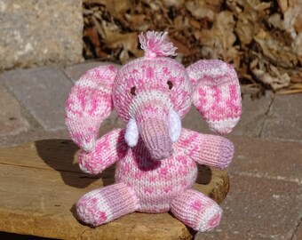 Pink Elephant, Stuffed Animal Toy, Knitted Elephant, Baby Toy, Safari Elephant, Stuffed Elephant, Baby Shower Gift, Small Toy, Safari