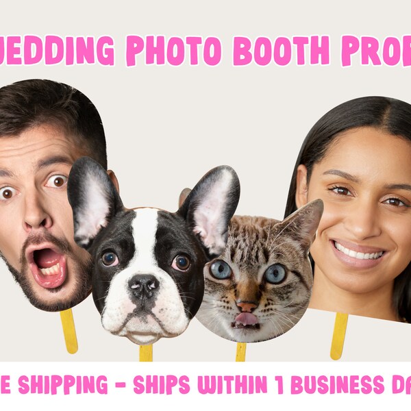 Gift For Bride, Wedding Photo Booth Props for Wedding Reception, Custom Face on a Stick, Wedding Decorations