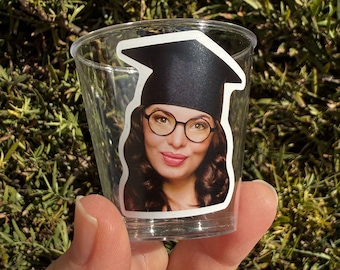 Custom Class of 2026 Graduation Shot Glasses with Custom Hat Color and 2 Oz Pour