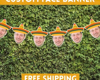 Custom Sombrero Face Banner: Cinco de Mayo Party Decoration