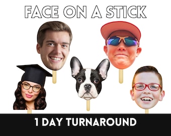 Custom Face on a Stick: Multiple Faces Sports Team Big Head Photo Booth Prop