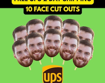 Celebration Big Heads, 10 Face Cut Outs, Face on a Stick, Big Heads on a Stick for Birthday Parties, Graduation, Baseball Games, Party Props