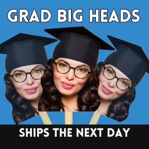 Graduation 2024 Big Heads on a Stick for Birthday, Bachelor, Graduation Fat Head Cut Out Sign, Gift for Graduate image 1