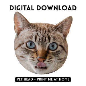 DIGITALER DOWNLOAD: Haustier Gesicht auf Stiel für Photobooth Requisiten, Hochzeiten und Tierliebhaber, Katzen und Hunde, Jedes Tier kann verwendet werden