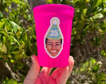 Birthday Party Cups, Personalized Party Cup, Personalized 21st Birthday Cups, Milestone Birthday, Face Birthday Party Cup, 40th Birthday