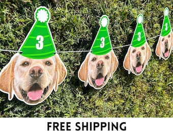 Custom Pet Face Banner, Dog Birthday, Cat Birthday, Dog 10th Birthday, Cat 10th Birthday, Cat Face Banner, Dog Face Banner, Pet Owners