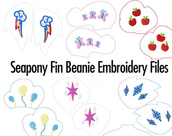 DIY Seapony Cutie Mark Beanie Size Embroidery Machine Files - Set of 6 Characters!