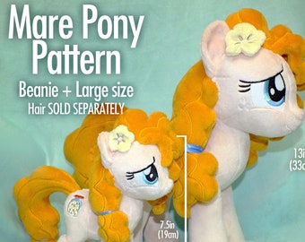 DIY Mare Pony, Unicorn, Pegasus - Plush Sewing Pattern - 2 Sizes Large(13in) + Beanie - INTERMEDIATE