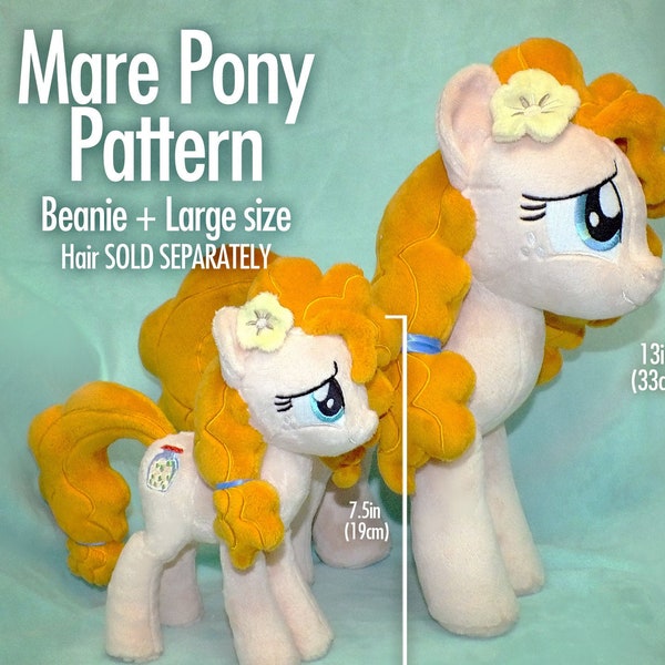 DIY Mare Pony, Unicorn, Pegasus - Plush Sewing Pattern - 2 Sizes Large(13in) + Beanie - INTERMEDIATE