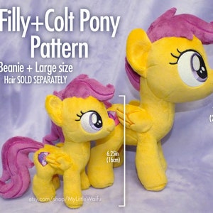 DIY Filly/Colt Pony - Plush Sewing Pattern - 2 Sizes Large(10in) + Beanie - INTERMEDIATE
