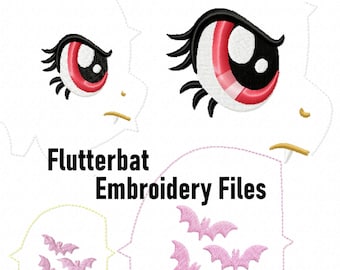 Gorro con forma de ojo de Flutterbat y Cutie Mark y archivos grandes para máquina de bordar