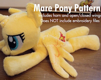 FREE! DIY Beanie Pony Plush Sewing Pattern - Mare, Bat Pony, Unicorn, Pegasus - BEGINNER