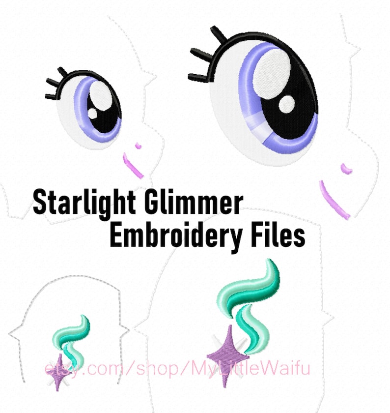 DIY Starlight Glimmer Eye y Cutie Mark Beanie y archivos grandes para máquina de bordar imagen 2