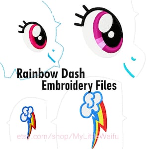 DIY Rainbow Dash Eye and Cutie Mark Beanie and Large Embroidery Machine Files
